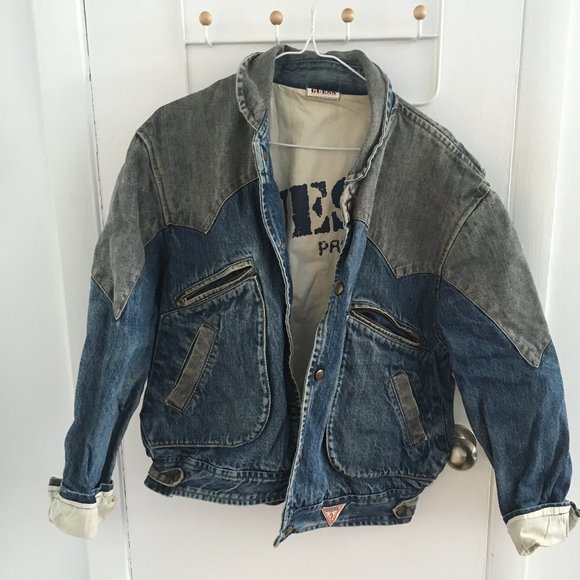 SOLD Vintage GUESS jean bomber jacket - Picture 1 of 5